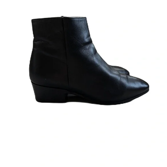 Aquatalia Fuoco Black Leather Ankle Booties Stacked Heel Size 6.5 Ankle Boots - Picture 6 of 12